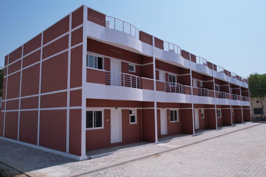Completed row housing